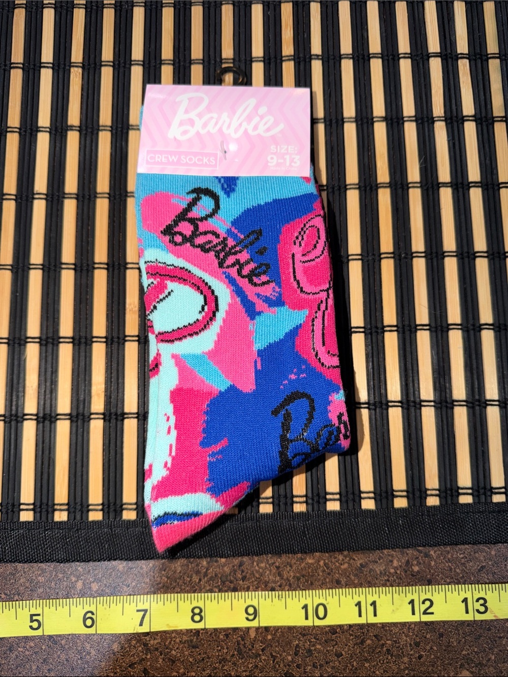 Barbie Pink, Blue & Aqua Pop Art Crew Socks - 1 pair